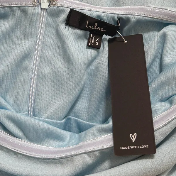 Lulus After Hours Light Blue Strapless Ruffled Maxi Dress size XS NWT - Image 3