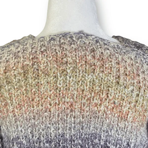 Vintage‎ Pastel Ombre Hand Knit Cardigan Chunky Cropped Sweater Rainbow Cozy - Image 5