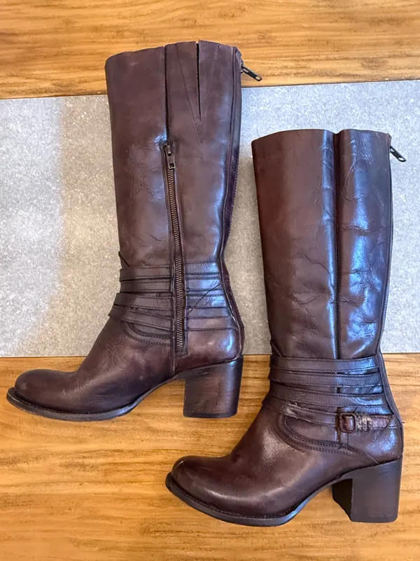 Freebird by Steven Wiley Rich Brown Leather Tall Boots Size 9 - Image 3