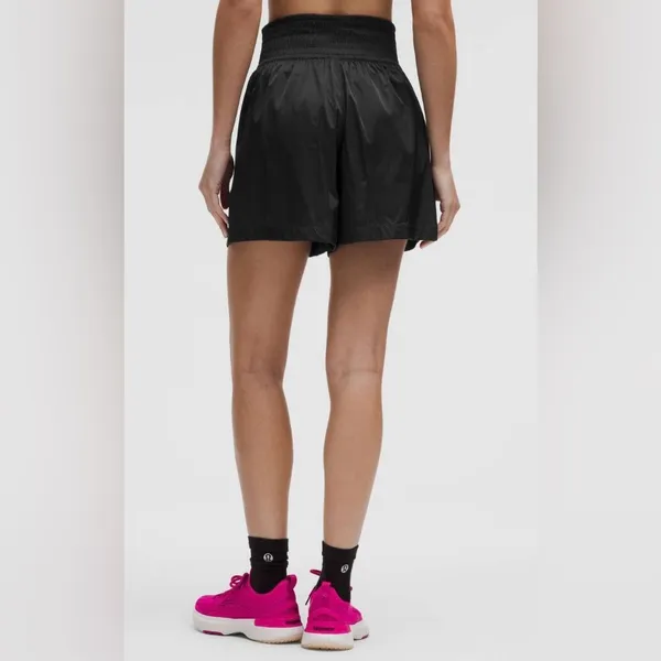 Lululemon NWT Stretch Satin Nylon Super High Rise 5” Black Shorts Size S - Image 2