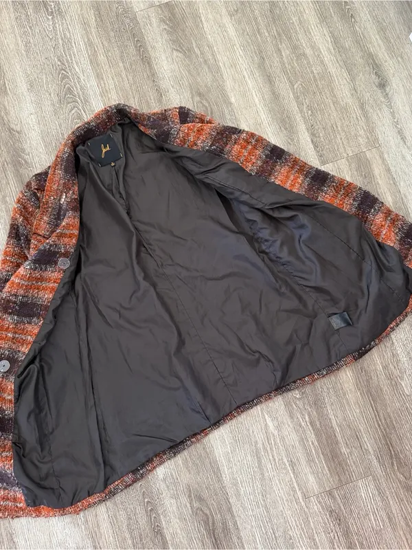 Jack by BB Dakota plaid checkered wool blend Y2K retro peacoat brown orange small - Image 7