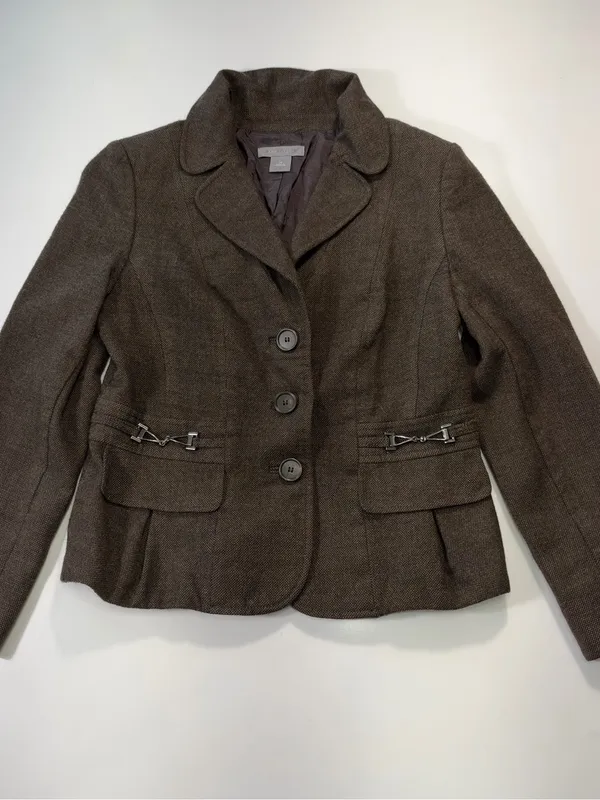 Ann Taylor Brown Tailored Wool Blend Blazer Size 10 - Image 2