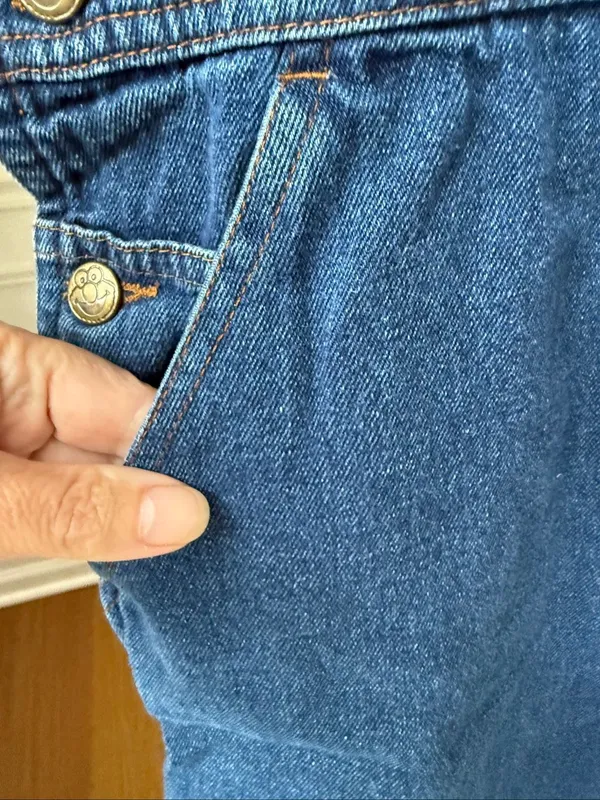 Vintage Sesame Street Elmo Denim Overalls S M - Image 5