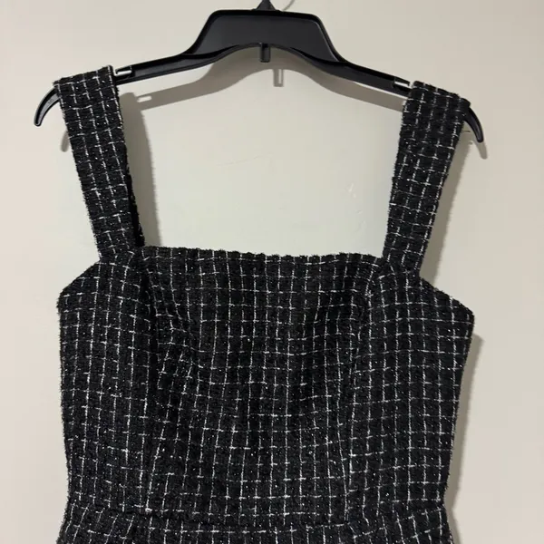 NWT ELLIATT Galadirel Check Tweed Minidress Black Size Small - Image 8