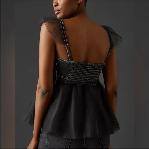 NWT Anthropologie x Pilcro Tulle Babydoll Blouse Size Small - Image 3