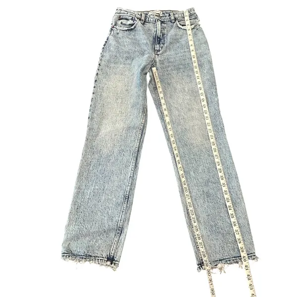 Abercrombie & Fitch The 90s Straight Ultra High Rise Acid Wash Jeans Distressed - Image 6