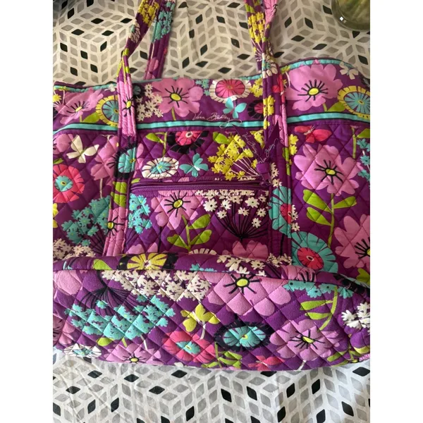Vera‎ Bradley Y2k Plum Petals Quilted Cotton Tote Bag Purple Floral Butterfly - Image 4