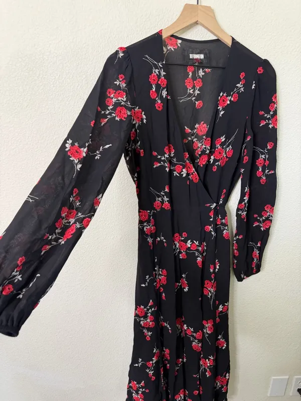 Reformation‎ Nicole Dress Floral Wrap Midi Womens Size M - Image 3