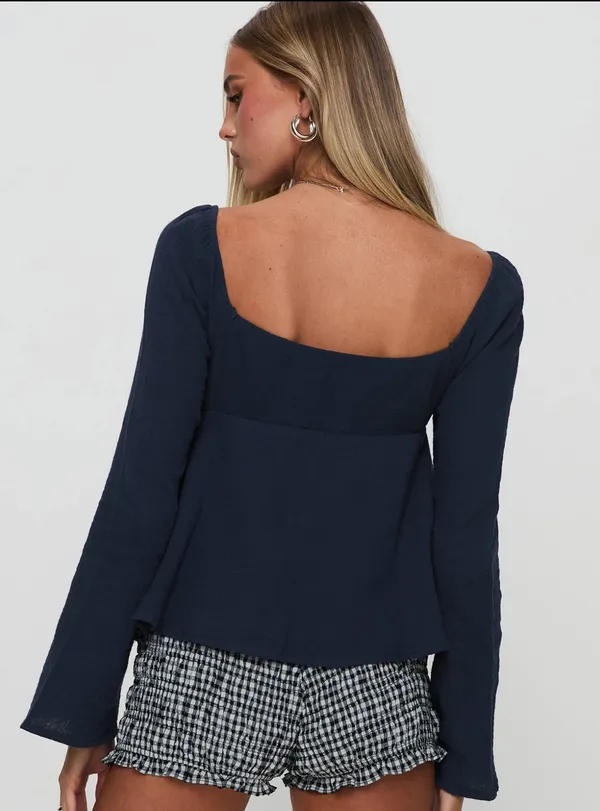 Princess Polly Khalea Long Sleeve Top Navy - Image 4