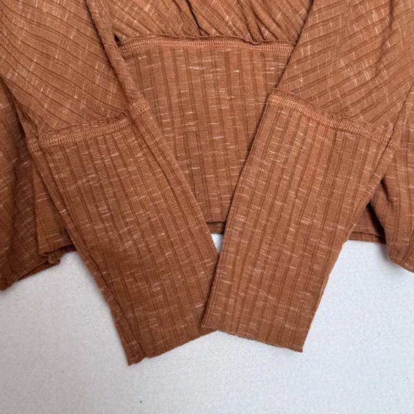 Free People East Coast Wrap Top Moroccan Spice Ribbed Knit Tie Waist NWT L - Image 8