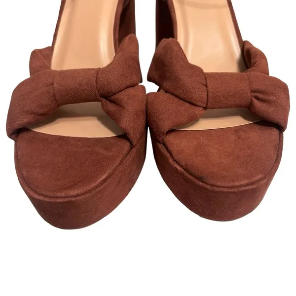A New Day Sepia Brown Riah Open Toe Ankle Strap Block Heels Women's Size 9.5 - Image 4