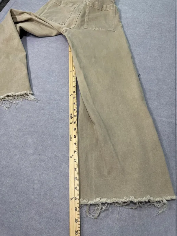 Zara Wide Leg Jeans Size USA 8 Khaki Frayed Hem - Image 4