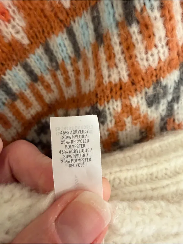 Aerie Fair Isle Nordic‎ Chunky Knit Sweater Cream Small Cozy Oversized - Image 8