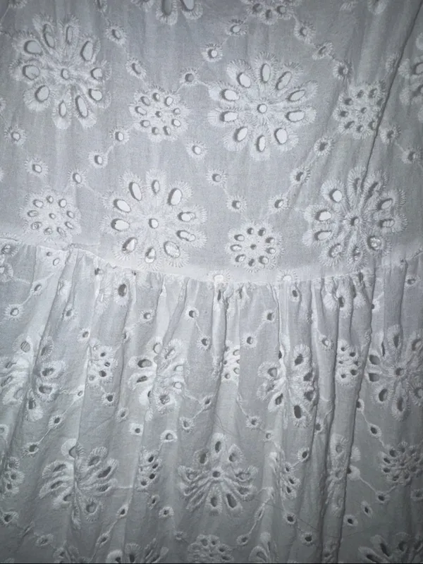 Lulu's White Eyelet Tie-Shoulder Midi Dress - Image 3