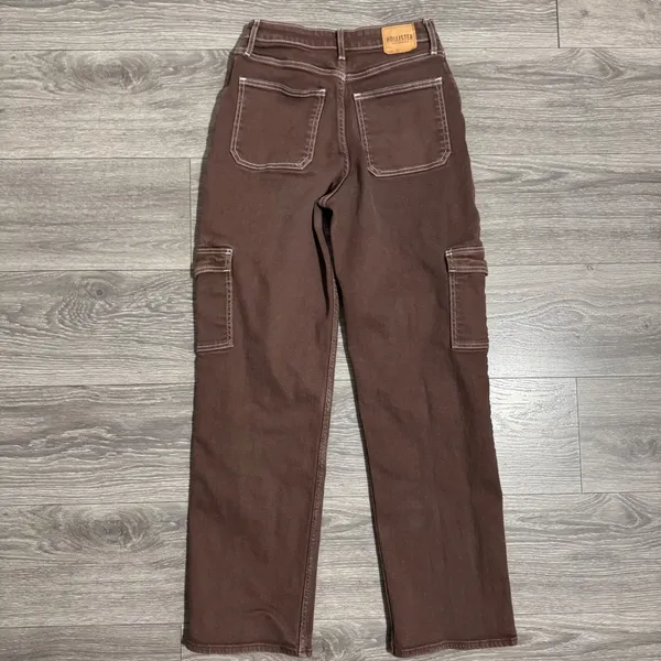 Hollister Ultra High-Rise Dad Jeans‎ Brown Cargo Contrast Stitch 3R W26 L31 - Image 2