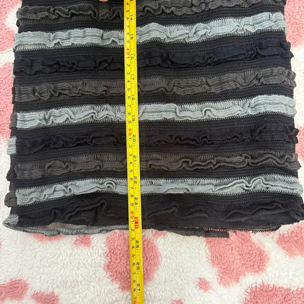 Y2K Strapless Bodycon Mini Dress Black Grey Ruffle Textured Tube Dress Fairy Grunge Coquette Clubwear S - Image 5