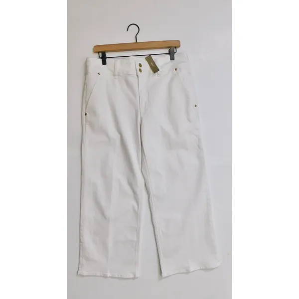 NWT!! J. CREW Slim Wide Jeans Stacked Buttons Solid White Size 30 Petite 30P - Image 2