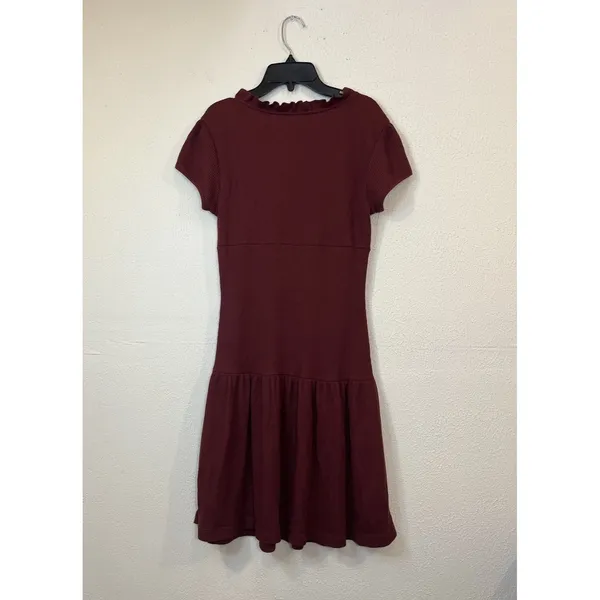 Free People Dress Medium Midi Burgundy V-neck Ruffle - Image 2