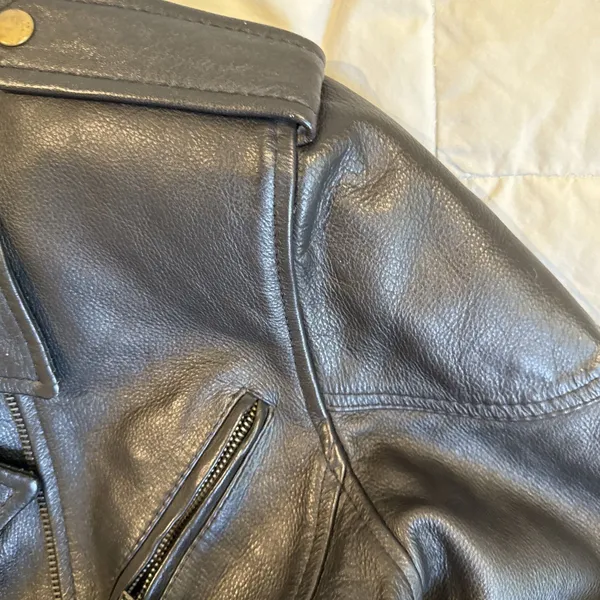 Hot Leathers Studded Black Motorcycle Jacket Zip Out Lining Harley patch Size XL - Image 13