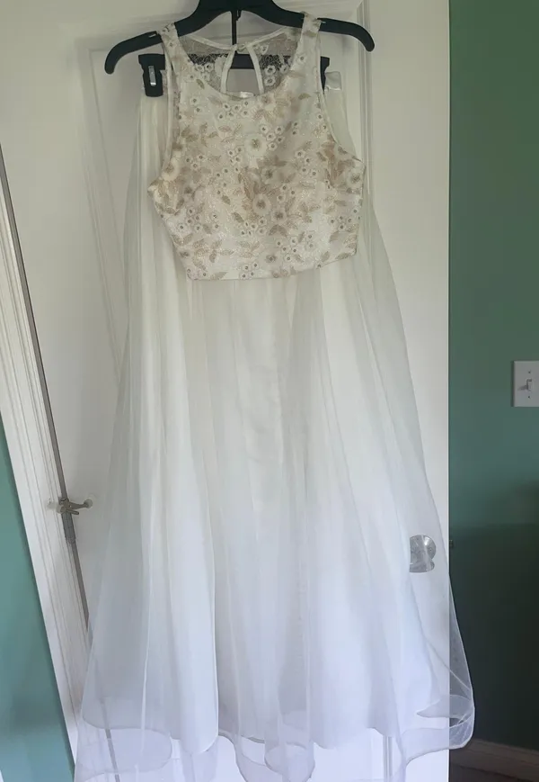 Sequin Hearts White Two Piece Prom Dress - Image 4