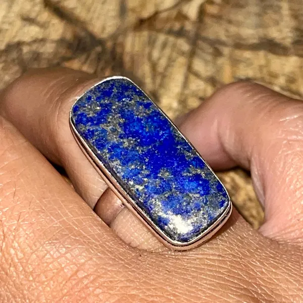 Lapis Lazuli Ring Size 8 1/2 Blue - Image 3