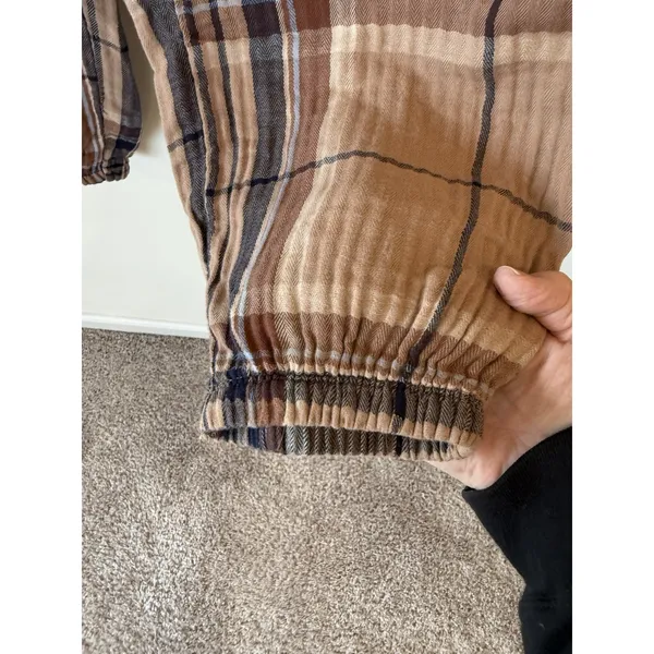 Aerie women’s gauze pants size M high waist brown plaid Loungewear grandmacore - Image 4