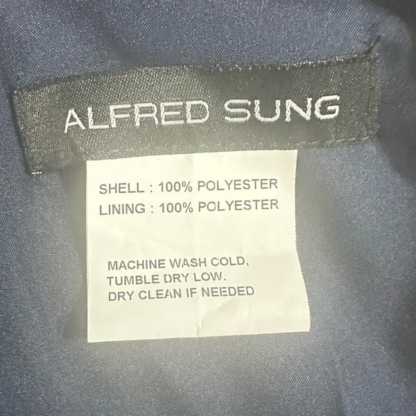 Alfred Sung A-Line Gown Women's 2R Navy Blue One-Shoulder Maxi Draped D815S NWT - Image 7