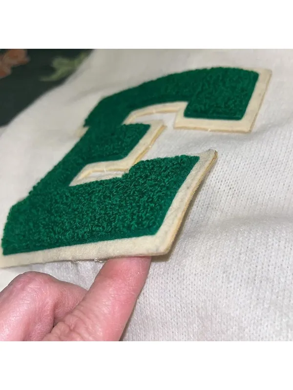Vintage Cheer Letterman’s Sweater E College Sports Team E Green V Neck sweater - Image 10