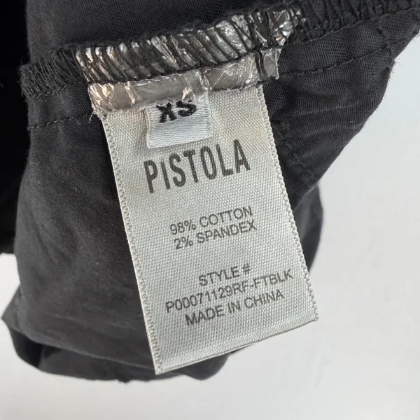 PISTOLA Rosie Black Utility Mini Shirt Dress Snap Front Elastic Waist Size XS - Image 11