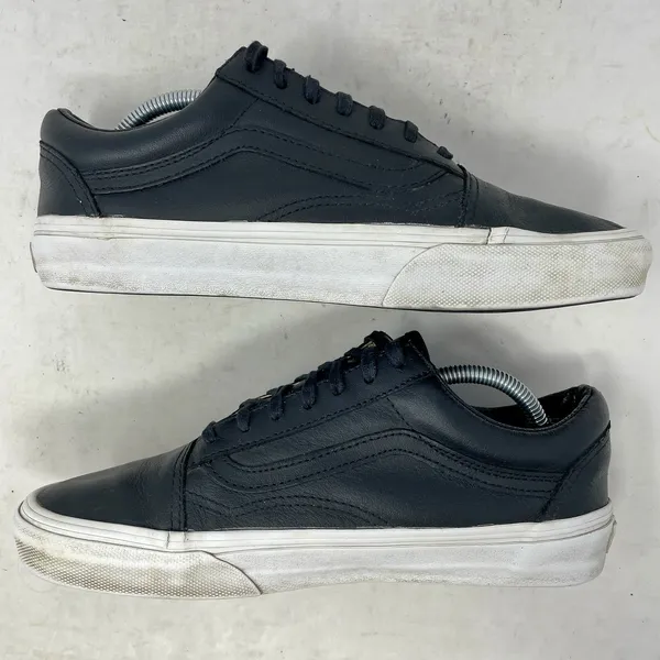 Vans Black Leather Side Zip Low Sneakers Womens 7.5 Mens 6 - Image 9