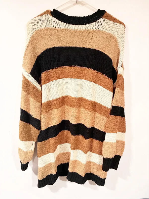 Show Me Your Mumu Timothy Tunic Sweater in Neutral Multi Stripe Size Medium - Image 6
