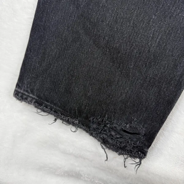 AGOLDE High Rise Straight‎ Leg Jeans Faded Black Raw Hem Size 30 Button Fly - Image 13