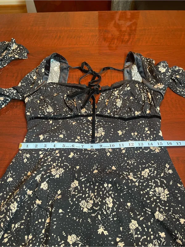 Free People Tess Mini Babydoll Dress Viscose CottageCore Country Village Sz M - Image 6