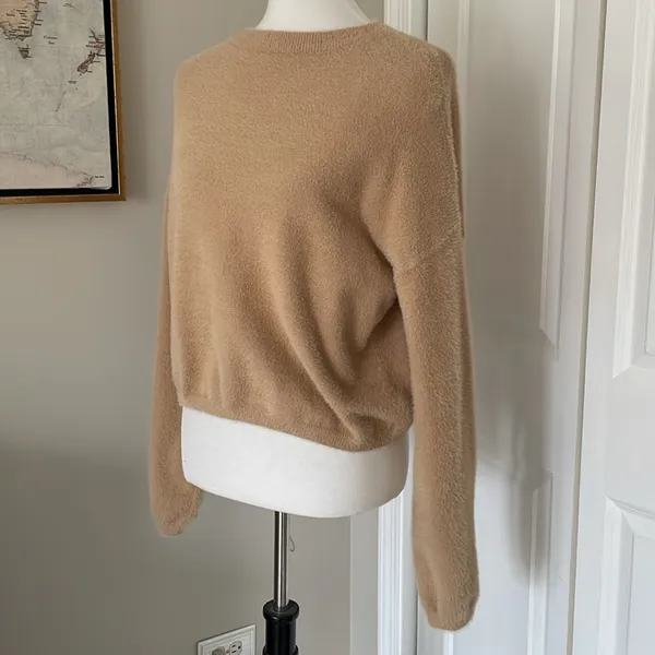 Cozy and Cutest Tan Fuzzy Princess Polly Sweater - Image 3
