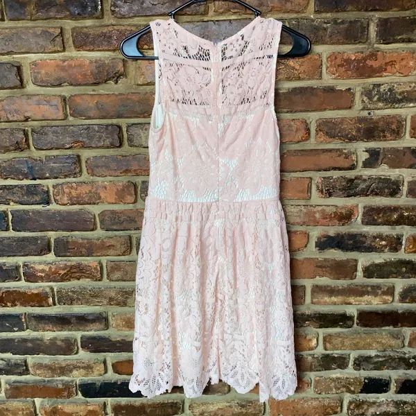 Altar'd State Peach Skin Pink Sleeveless Lace Amherst Mini Dress Women's Small - Image 7