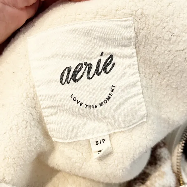 Aerie Hometown Holiday 1/4 Zip Fair Isle Sherpa Fleece Pullover Jacket White S - Image 3