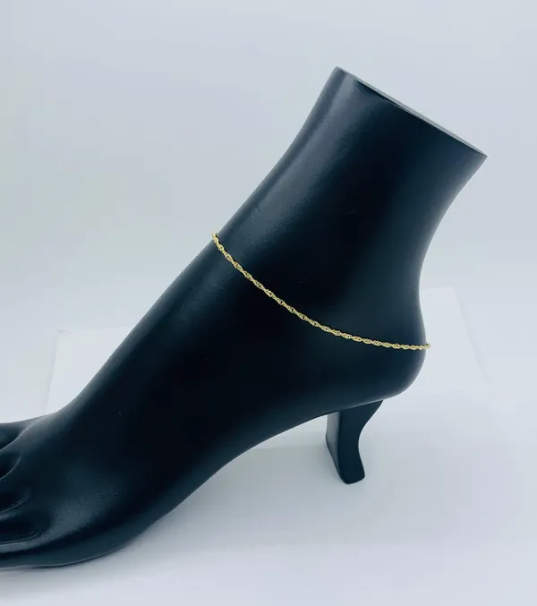 Real 10k Gold Ankle Bracelet Singapore 10” - Image 6
