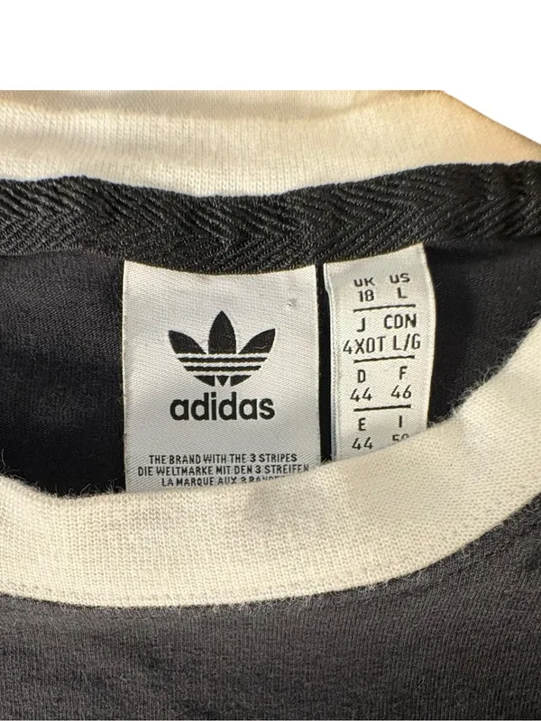 Adidas Originals Womens L 3 Stripes Cropped Long Sleeve Tee Black Blokecore - Image 8