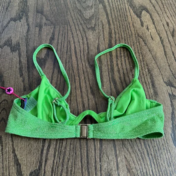 South Beach Swim Women Lime Green Glitter Underwire Bikini Top Size Small/4 ASOS - Image 2