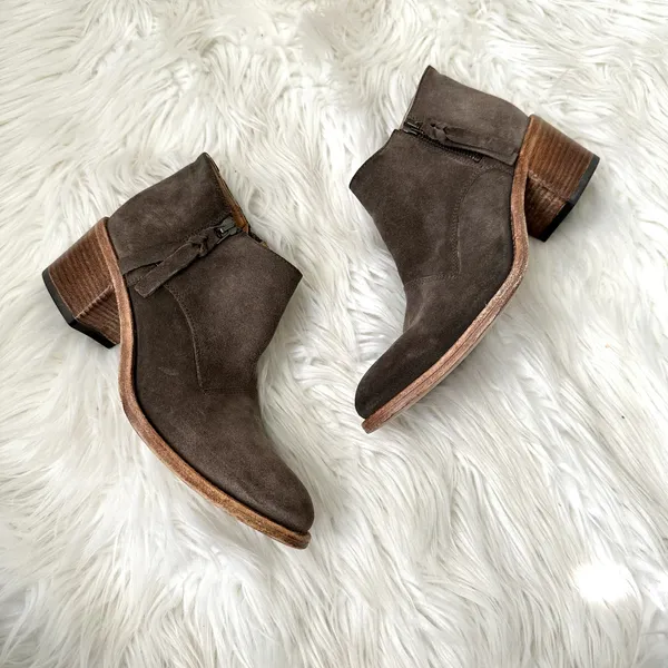 Alberto Fermani Capricia Suede Ankle Bootie Sz 8 Brown - Image 3