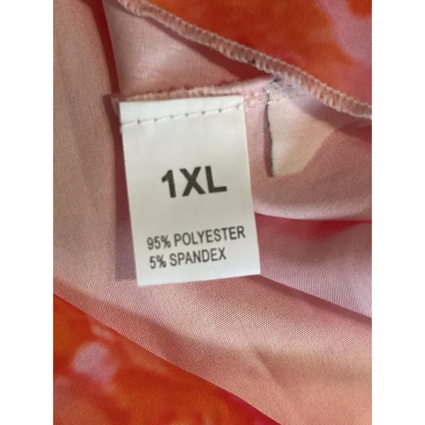 Bright Pink/Orange Floral Maxi Dress Sleeveless Size 1X Elastic Straps & Back - Image 9
