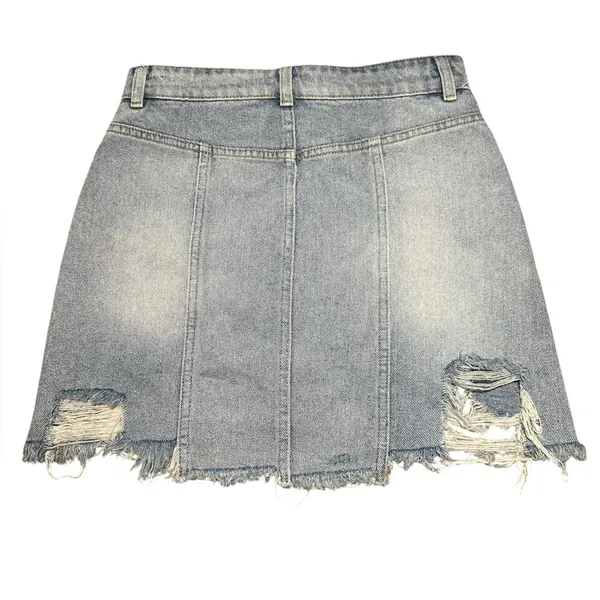 FREE PEOPLE Distressed Denim Mini Skirt - Image 4