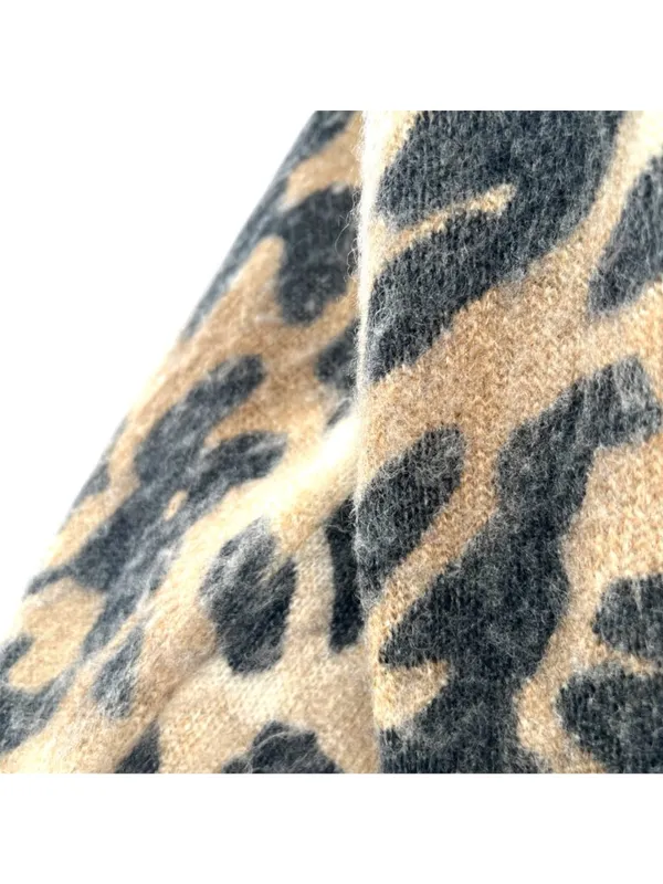 Young Fabulous & Broke Fuzzy Leopard Print V-Neck Sweater Size S/M Indie Casual - Image 15