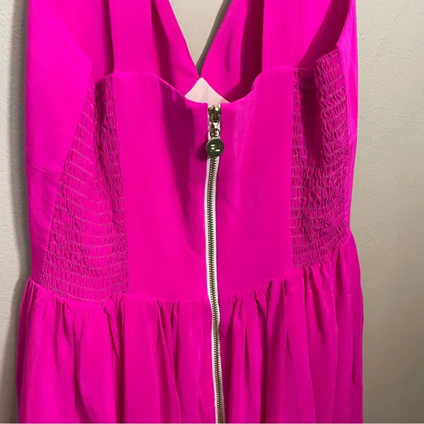 Amanda Uprichard 100% Silk Hot Pink Dress - Image 3