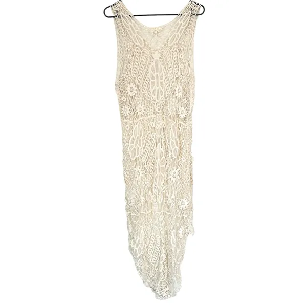 Ryu Cream Crochet Duster High Low Vest Cardigan - Size: M/L - Image 7