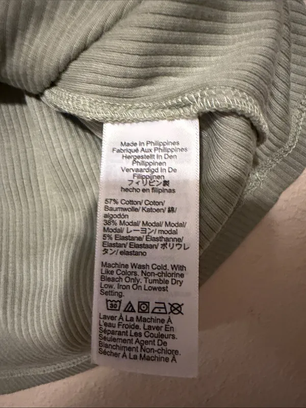 J.Crew Vintage Rib Ruffle Boatneck Tank Top Pale Surplus Green Size‎ Small - Image 5