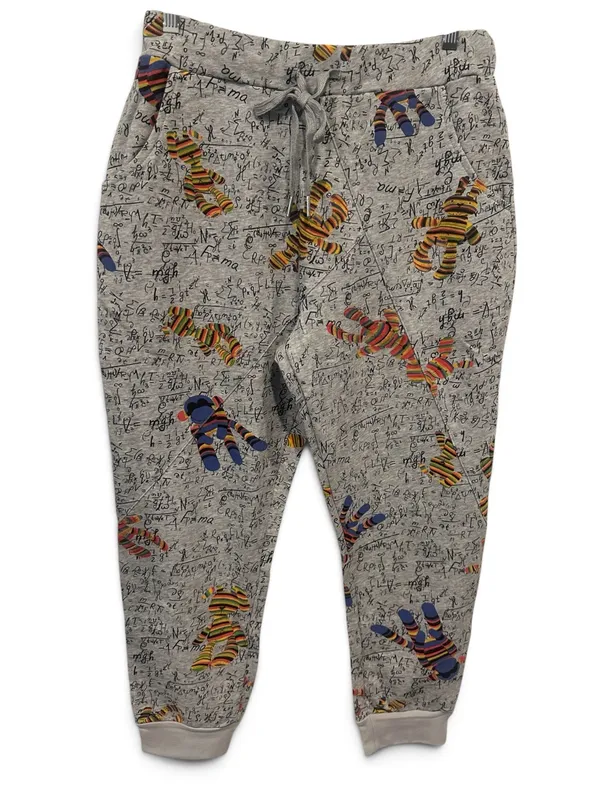 Med Easel Gray Joggers with Sock Monkeys & Math Equations - Image 3