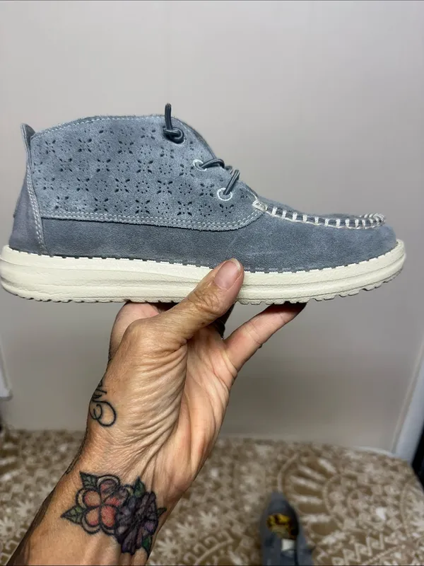 Hey Dude Gray Suede Perforated Boho Chukka Boots - Image 4