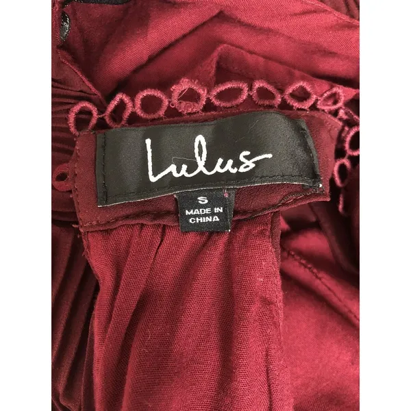 Lulus Burgundy Pleated Halter Mini Dress Ruffle Swing Party Cocktail Small - Image 5