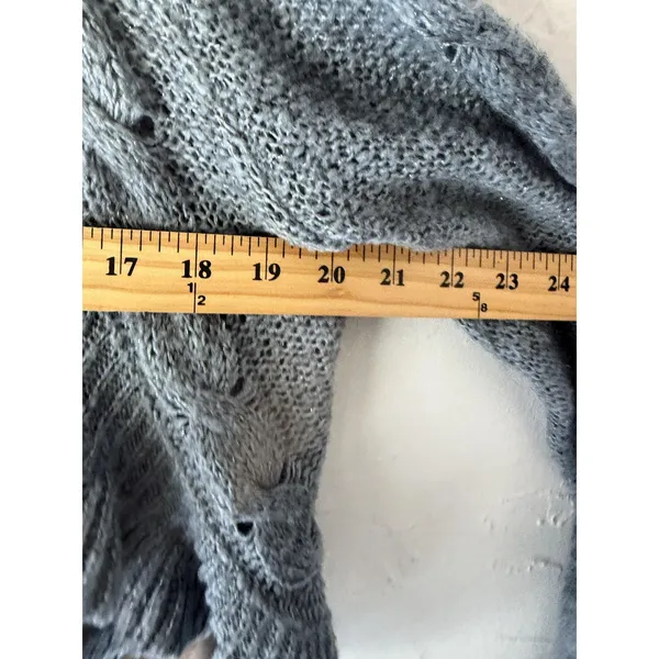 Decree Sweater Y2k XL Gray Metallic Ruffle Open‎ Cardigan Knit Cropped Soft - Image 8